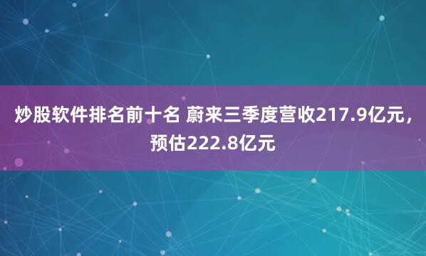 炒股软件排名前十名 蔚来三季度营收217.9亿元，预估222.8亿元